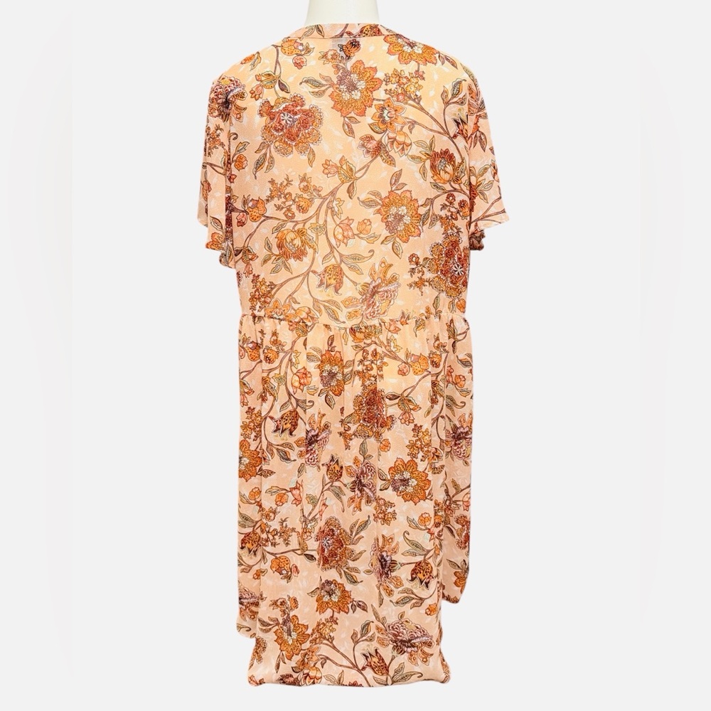 Torrid V-Neck Lexie Babydoll Top Chiffon Floral Pink/Peach Sheer Size 1 - Picture 7 of 10